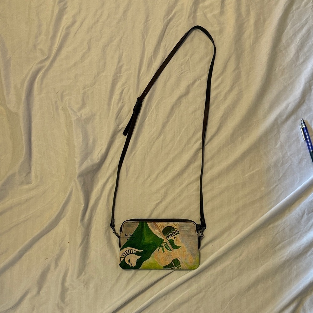 VIDA Green and Brown Artistic Crossbody Bag